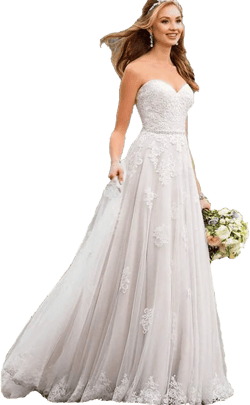 Lace Strapless Wedding Dress Long Sweetheart A-Line Bridal Gown with Beading Belt 12 Ivory