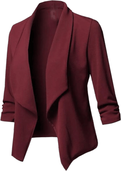 Blazers for Women Open Front Long Sleeve Cardigan Jackets Casual Solid Color Work Office Blazer Dressy Jackets 3X-Large 01-wine