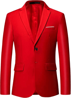 Wemaliyzd Men's Soild Suit Jacket 2 Buttons Notch Lapel Blazer Coat X-Large Red