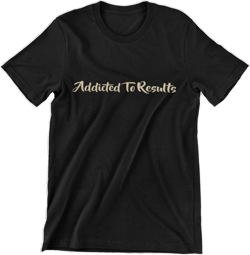 Addicted To Result Black T-shirt Gold Retro Logo
