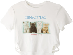 Women's Y2K Baby Tees Short Sleeve E-Girls Cute Graphic Print Crop Tops Retro Vintage Aesthetic T Shirts Large Cat-white