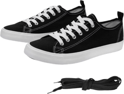Canvas Shoes for Women Casual Low Top Sneakers Fashion Womens Tennis Shoes with Extra Laces 6 Black White