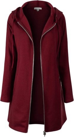 Design by Olivia Women's Casual Oversized Loose Fit Zip Up Pullover Hoodie Tunic Sweatshirt Jacket Fall Outfits (S-3X) Large-X-Large Burgundy