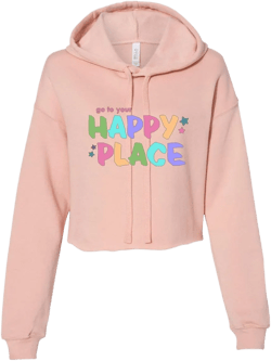 INK STITCH Women 7502 Bella + Canvas Happy Place Hoodie Cropped Tees - Peach (M) : Clothing, Shoes & Jewelry