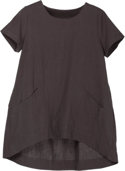 Minibee Women's Cotton Linen Short Sleeve Tunic/Top Tees XX-Large Dark Gray