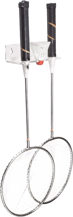 Clear Wall Mounted Floating Shelf for 3 Badminton Racquets (A066)