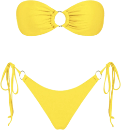 VOLAFA Women's Triangle Bikini Sets Bandeau O Ring Strapless Side Tie Thong Swimsuit Two Piece Bathing Suit : Clothing, Shoes & Jewelry