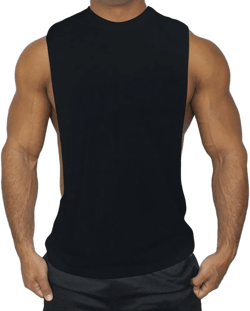 ZUEVI Men's Muscle Cut Off Tank Tops Bodybuilding Fitness Sleeveless Gym Shirts Workout Stringer Tee Shirt Black Large