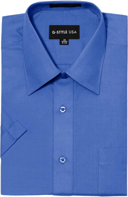 G-Style USA Men's Regular Fit Short Sleeve Solid Color Dress Shirts 5X-Large / 21-21.5" Neck French Blue