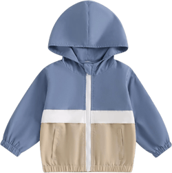 MBMSHEGH Toddler Baby Grils Boys Hoodie Zipper Waterproof Patchwork Raincoat Lightweight Windbreaker Outwear Rain Jacket 1-4T