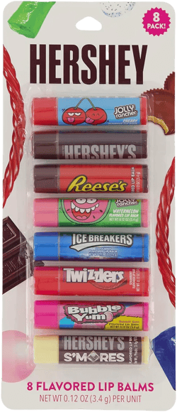 Taste Beauty for Hershey's Chocolate & Candy Flavored Lip Balms - 8 Pack Favorite Candies Flavor Chocolate 8 Count (Pack of 1)