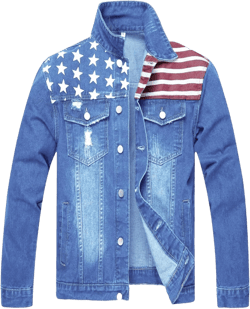 LZLER Denim Jacket Men American Flag Trucker Jackets Classic Slim Fit Jean Jacket for Men