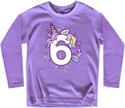 Unicorn 6th Birthday Shirts for Toddler Girls Outfit 6 Year Old Six Sixth Shirt 7 Years Purple - Long Sleeve