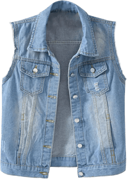 Women's Plus Size Denim Vest with Two Chest Flap Pockets Sleeveless Jackets Frayed Hem Cargo Trucker Jean Vest XX-Large Blue