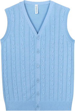 BOBOYOYO Boys Sweater Vest 100% Cotton School Uniform Vest Kids Button Cardigan Vest for Boys Girls Childrens Toddler 5-6 Years Light Blue
