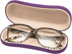 Noble Hard Shell Glasses Case - Protective Eyeglass Case for Glasses with Microfiber Cleaning Cloth and Pouch Purple