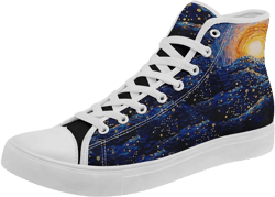 Women's Canvas Night Sky High Top Shoes Sneakers Unisex Casual Lace Up Versatile Shoes Black Orange White 6.5 Women/5 Men