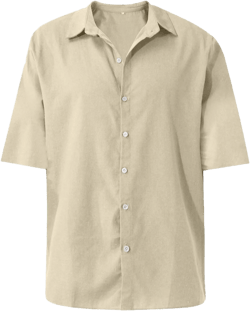 WENKOMG1 Button Down Shirt for Men Solid Color Short Sleeve Loose Fit Casual Tshirts Shirt Summer Lightweight Beach Shirt Large Beige 2