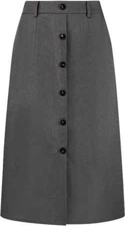 Hobemty Women's Linen High Waist Knee Length Button Front Pencil Skirts Grey Medium