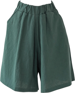 ebossy Women's Summer Elastic High Waisted Cotton Linen Wide Leg Pocketed Shorts Plus Size X-Large Armygreen