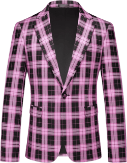 MOGU Men's Plaid Casual Suit Blazer Jackets - Slim Fit Checkered Sports Coat Purple 30