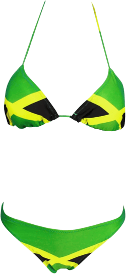 Women's Fashion Jamaican Caribbean Rasta African Grassland Yellow Red Green Bikini Swimsuit Swimwear