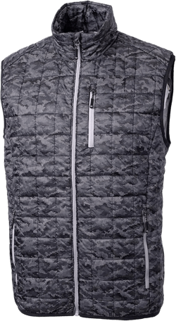 Cutter & Buck Rainier Primaloft Mens Eco Insulated Full Zip Printed Puffer Vest Small Black