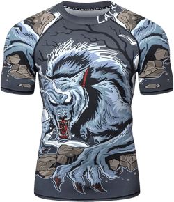 LAFROI Men's Long Sleeve UPF 50+ Baselayer Performance Compression Shirt Rash Guard-CLY08D 3X-Large Werewolf