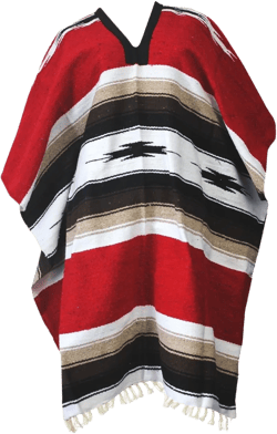 Del Mex Mexican Diamond Woven Eastwood Poncho X-Large Red