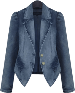 Stylish Casual Women's Jean Jacket Dressy Long Sleeve Plus Size Trendy Denim Outcoat - Fall/Winter XX-Large 1-blue