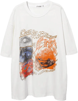 Men's T Shirt Loose Short-Sleeved T-shirt Men's Trendy Retro Printed Hip Hop