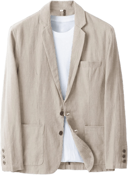 Men's Slim Fit Linen Jacket Casual Two Button Sportcoat Blazer Jacket Medium Beige