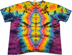2XL. Tie dye shirt. Dark rainbow diamond fusion with spine tee