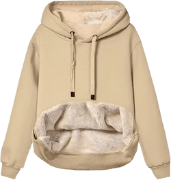 Women's Winter Hoodies Pullover Sherpa Fleece Warm Heavyweight Sweatshirt Cozy Casual Thick Sweater Pockets X-Large A-khaki
