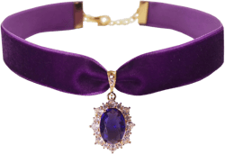 14K Gold Plated Sapphire Imitation Velvet Choker Necklace for Women Thick Chokers Birthstone Chocker Vintage Pendant Necklaces Chockers for Women Teen Girls Princess Costume Jewelry Aesthetic Purple