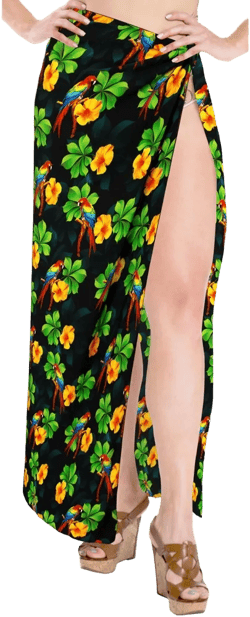 LA LEELA Women's Coverups Summer Wraps Bikinis Swim Cover Up Swimwear Pareos Beach Cover-Up Sarong Beachwear Pareo for Women One Size Black,Floral