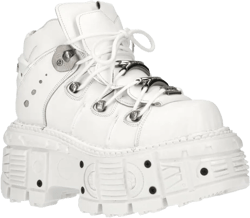 New Rock Men's TANK 100% Leather Goth Platform Punk Fashion Ankle Boots Shoe 10 White