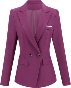 Women's Casual Blazers Long Sleeve Lapel Formal Work Office Outwear Jacket with Pockets X-Small Burgundy