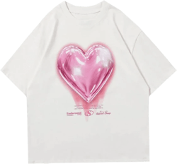 Vamtac Oversized Graphic Tees Vintage Love Balloon Printed Casual Streetwear Tops Summer Cotton T Shirts Y2k Unisex Large White