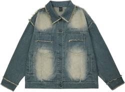 Men Denim Jacket Men's Personality Cat Raw-Cut Edges Stitching Loose Jacket