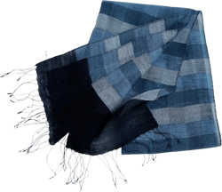 Wool & Silk Blended Color Woven Scarf,71" Lx20 W, Blue,Gray and Black