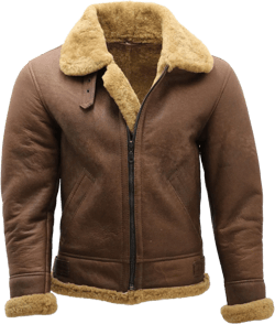 Men's Brown B3 Shearling Sheepskin WWII Bomber Leather Flying Aviator Jacket