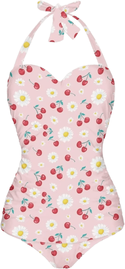 Women Swimsuit Bikini Set Sexy V-Neck High Waist Plus Size Swimwear Bathing Suits Large Cherry