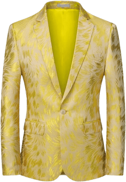 Men Jacquard Tuxedo Suit Jacket Business Banquet Slim Fit Wedding Prom Party Dress Blazers XX-Large Light Yellow