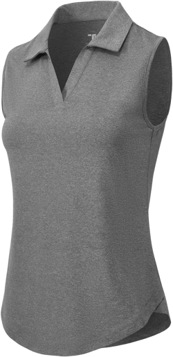 Gopune Women's Sleeveless Golf Polo Shirts Quick Dry Tennis Shirts Lightweight UPF 50+ Collared V-Neck Tank Tops Large Deep Grey