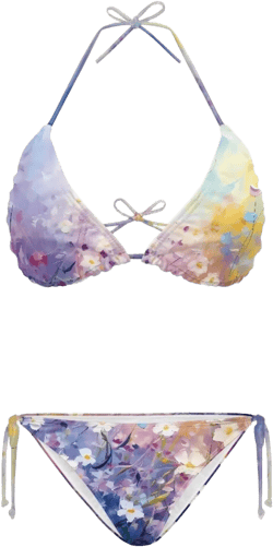 Bikinis for Teen Girl Sexy Bathing Suits for Women Bikini Swimsuits Tie-Down Swimsuits for Women Small Purple Floral Oil Painting