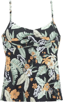 Women's Tropical Print Underwire Tankini Swimsuit Top - LASCANA - Black Printed Floral 32B