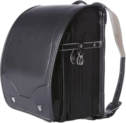 randoseru black backpack ransel japanese school bags boys and girls automatic lock waterpoorf PU leather Black
