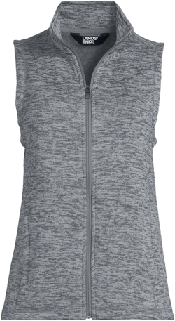Lands' End Women's Sweater Fleece Vest - Large - Arctic Gray Heather
