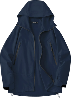 Avoogue Rain Jacket for Women Loose Fit Waterproof Lightweight Lined Rain Coat Hiking Windbreaker Jacket with Hood X-Large Navy Blue